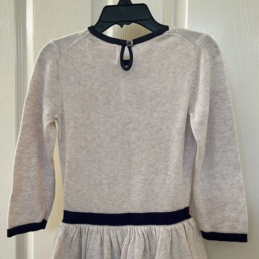 Mini Boden Tiered Ruffle Sequin Bow Sweater Knit Dress Christmas Girls Size 4-5